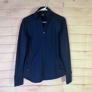 Fila Sport Navy Blue Full‎ Zipper with Thumb Hole Jacket Size Medium